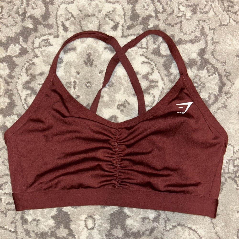 Gymshark Ruched Sports Bra - Cherry Brown